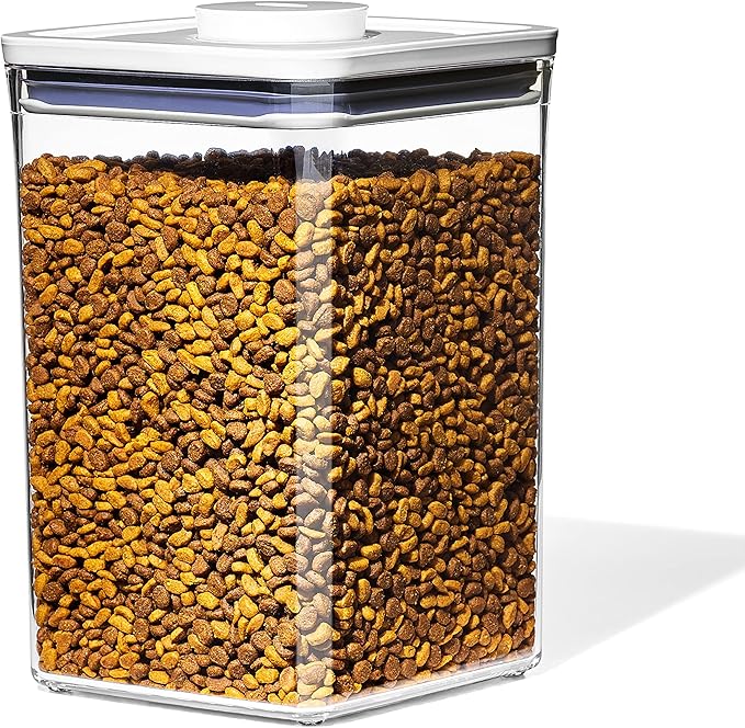 OXO Good Grips Pet POP Container – 4.4 Qt/4.2 L with Scoop |Ideal for up to 4lbs of Dog Food or 3.5lbs of Cat Food, Airtight Storage Container, BPA Free