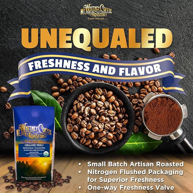 Mt. Whitney Organic Shade Grown, Low Acid Coffee from Peru (Ground, 2 Lb)